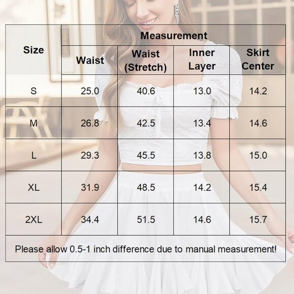 Women's Pleated Skater Skirt Basic Casual High Waisted Ruffles Flared Mini Linge - Picture 6 of 6